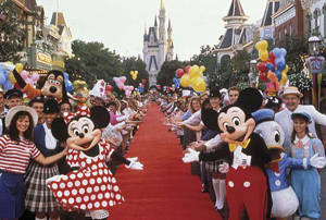 characters on main street usa at the magic kingdom in disney world